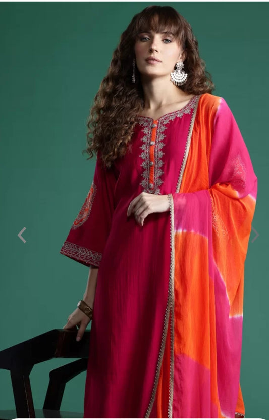 Pink and orange kurta sets