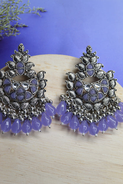 Violet Chandbali Ear Rings