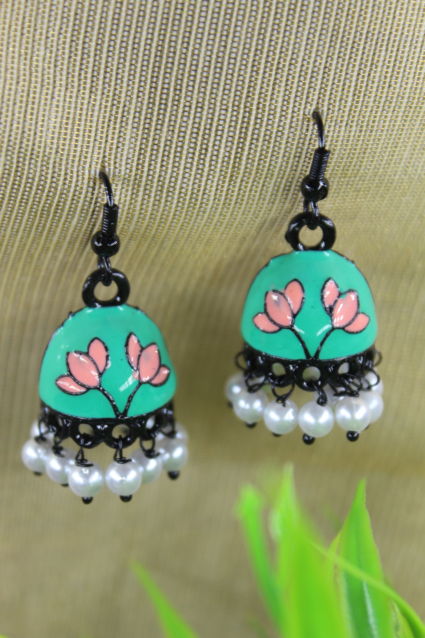 Sea Green and Black Jhumka