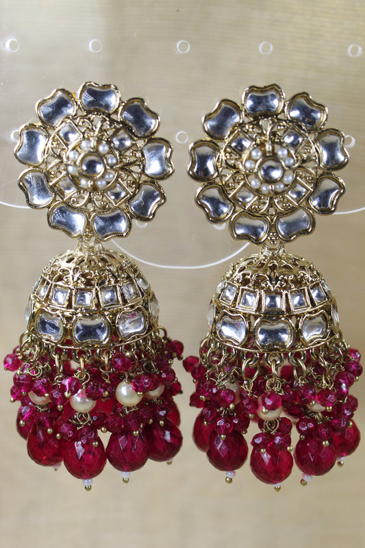 Red Kundan Jhumkas