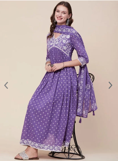 Violet colour kurta set