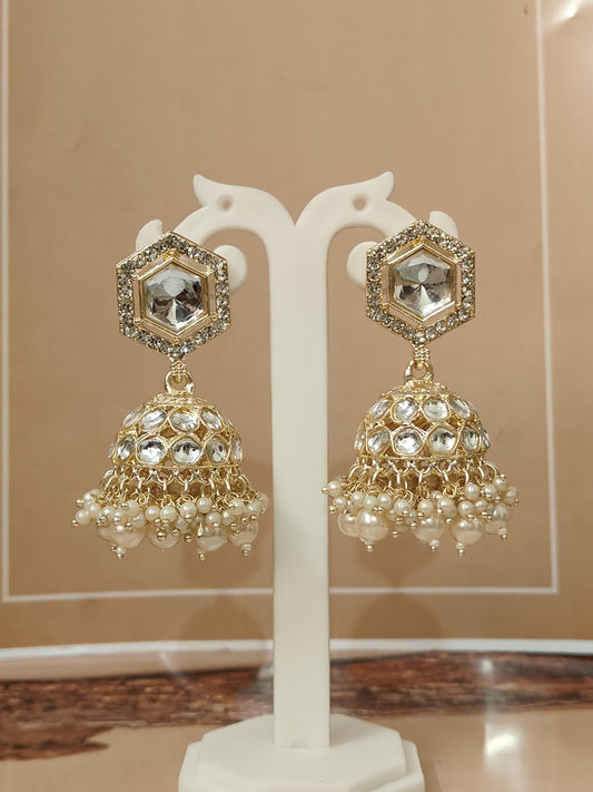 kundan pearl jhumka